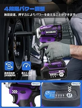 Amazon | インパクトドライバー コードレス Scoban 4段階パワー