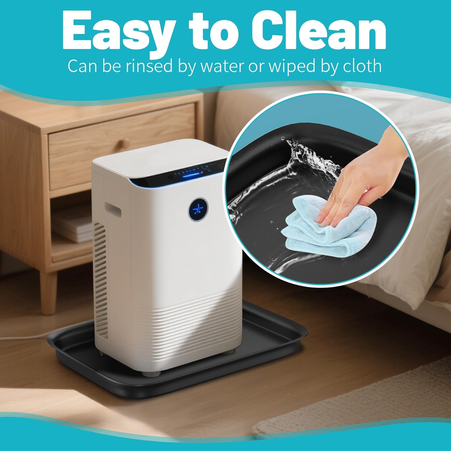 Dehumidifier Drip Pan, Hard Plastic Non-Slip Large Drip Tray with Raised Edges, Inner Diameter 13" x 9" x 2", Perfect for Catching Leaks from Dehumidifier, Mini Fridge, Portable AC