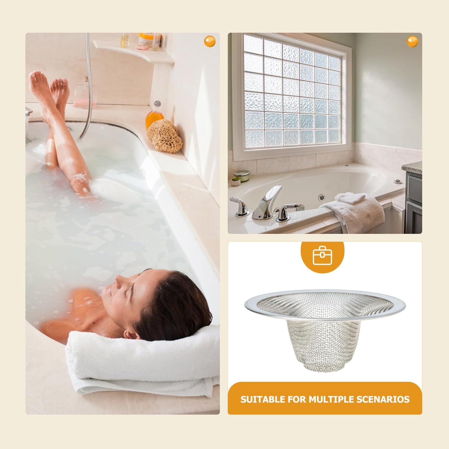 VILLCASE 20pcs Stainless Steel Tub Drain Hair Catcher Shower Filter Strainer for Bathtub and Sink Easy Installation Hair Stopper for Bathroom Use