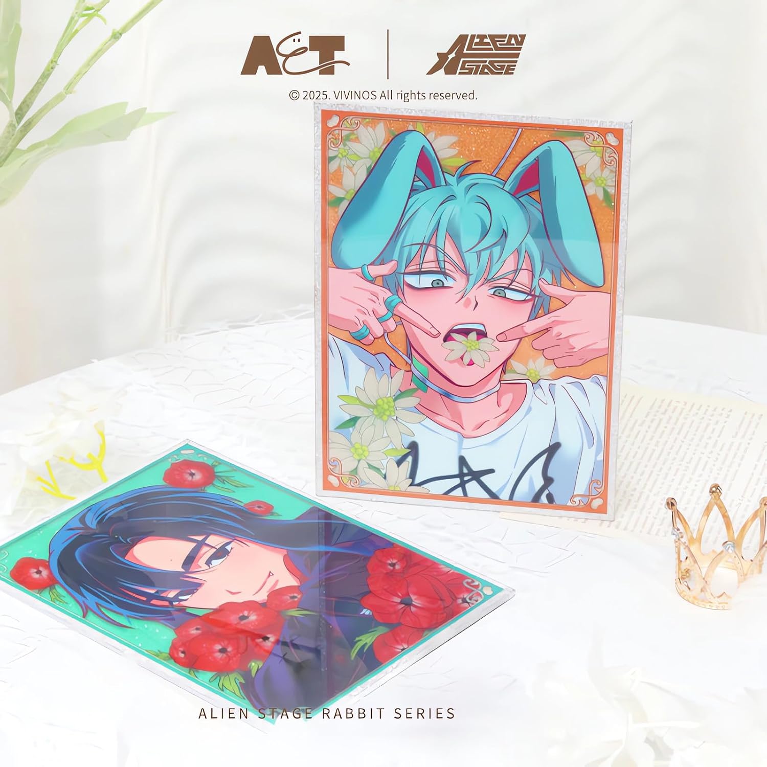 YJacuing Alien Stage Rabbit Series Acrylic Art Board - 6.5 x 4.7 Inch Glitter Anime Standee, Official ALNST Tabletop Artwork (Till)