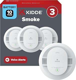 Kidde Smoke Detector, 10-Year Battery-Powered, 20SD10-V, 3 Pack | Voice Alerts, No Battery Replacements or Low Battery Chirps, & LED Status Lights, Ideal for Homes and Apartments