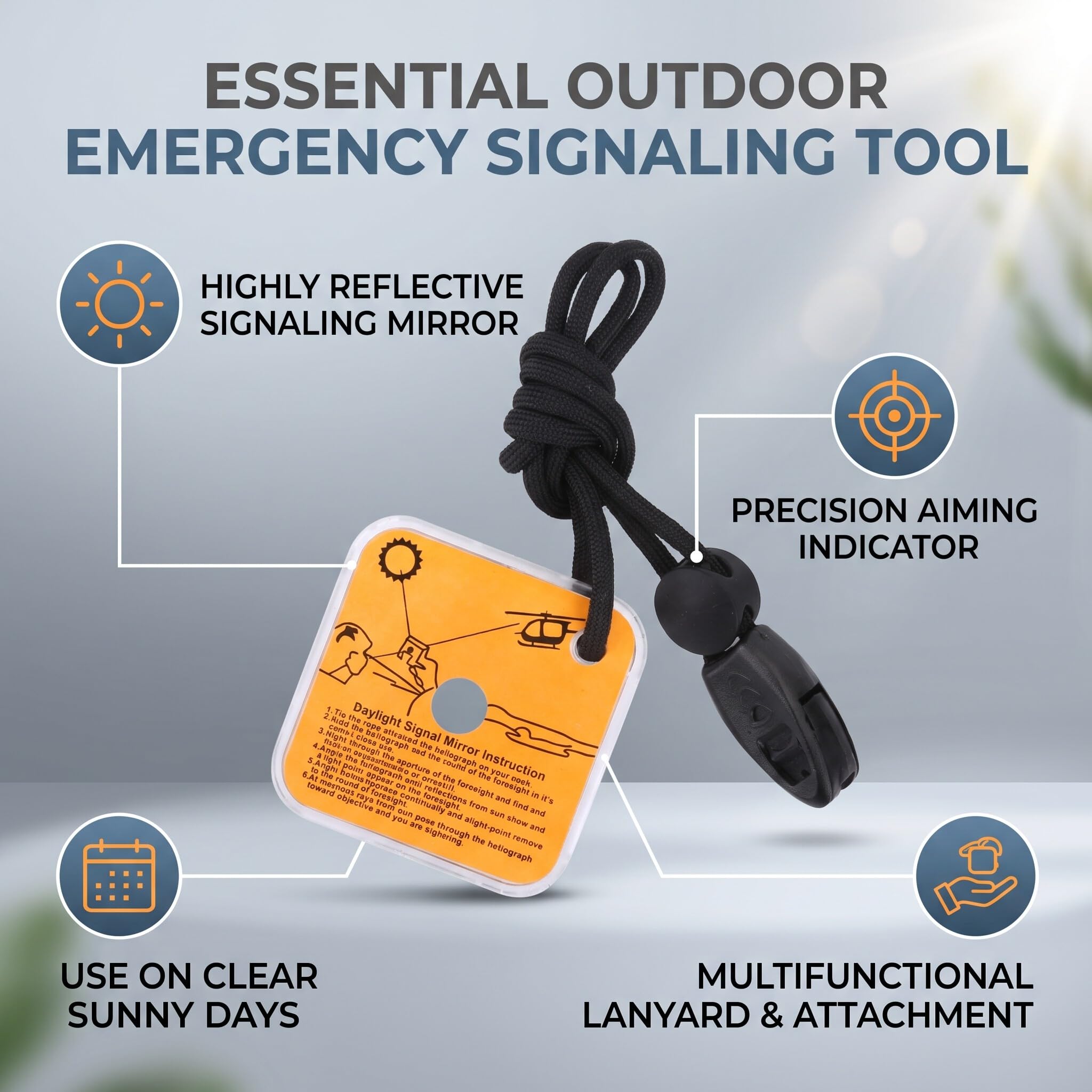 Yosoo Health Gear Espejo de Supervivencia, Espejo de Señal, Espejo de Emergencia, Herramienta de Espejo de Señal Reflectante de Rescate de Emergencia de Supervivencia Multifuncional Al Aire