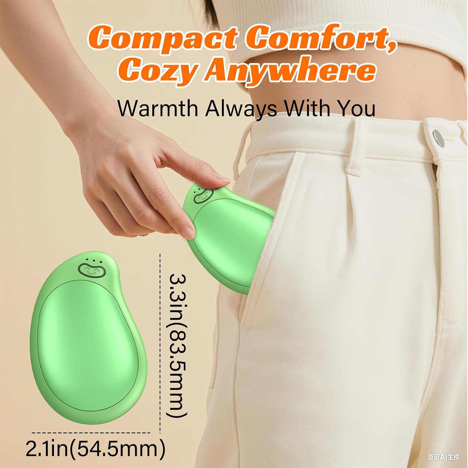Hand Warmers Rechargeable 2 Pack, FANDLISS 8000mAh Portable Electric Hand Warmers, USB Pocket Heater AI Smart Chips 10+Hrs Safe Heat, Women Men Present,Outdoor,Hunting, Camping Accessories, Green