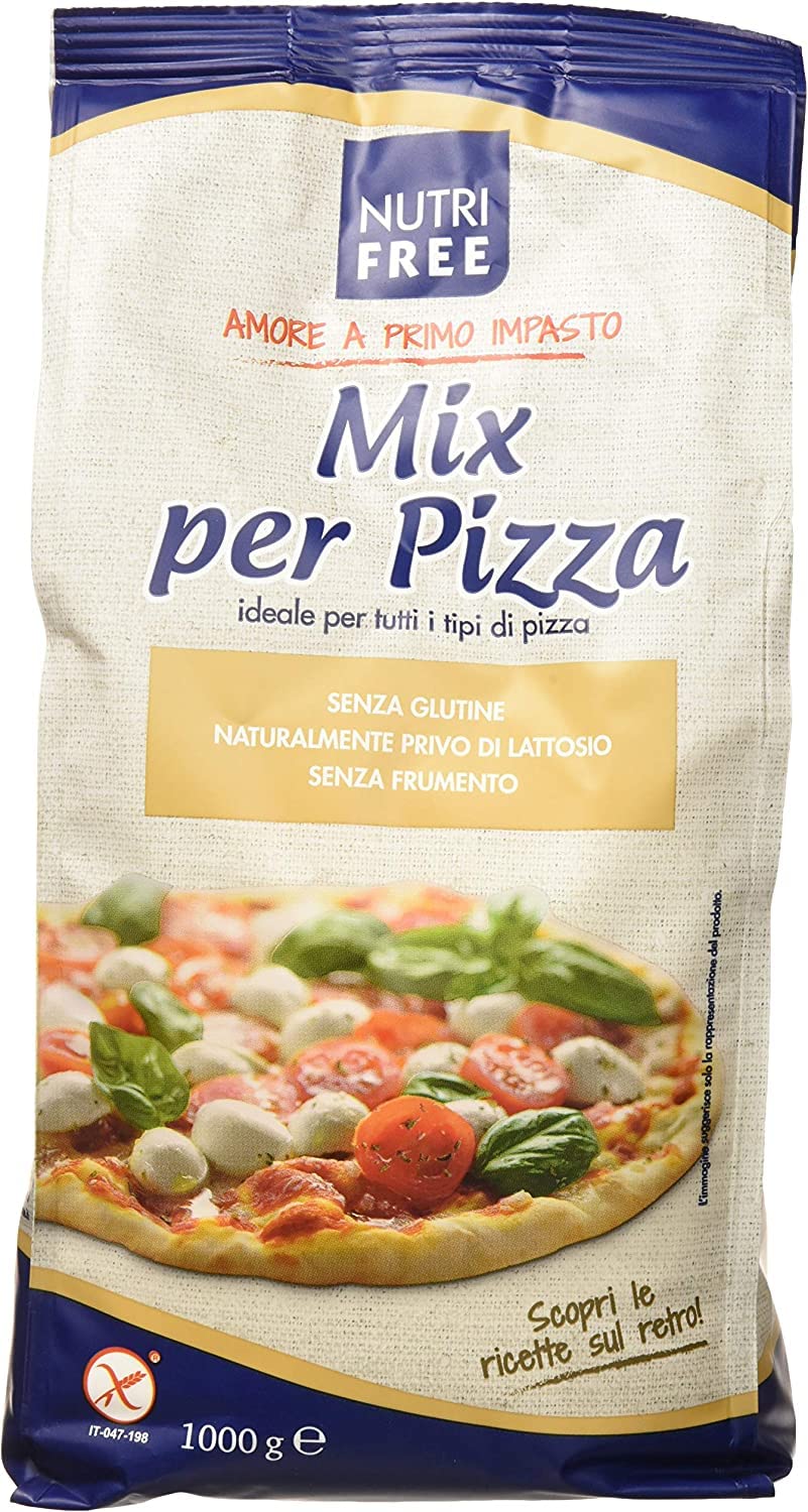 Nutri Mix per Pizza Mehl, glutenfrei und laktosefrei, Backmischung 6 x 1kg | Senza latte e proteine del latte; ideale für Teig, Focaccia, Brot und knusprige Böden, Gesamtnettogewicht 6 kg