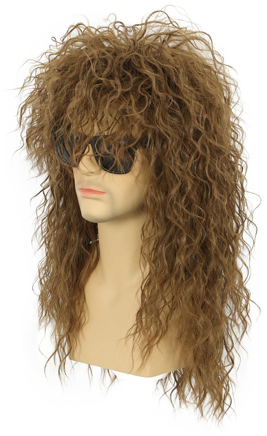 Karlery 70s 80s Rocker Metal Mullet Wig - Mens Long Curly Light Brown Party Wig for Halloween & Anime - Image 2