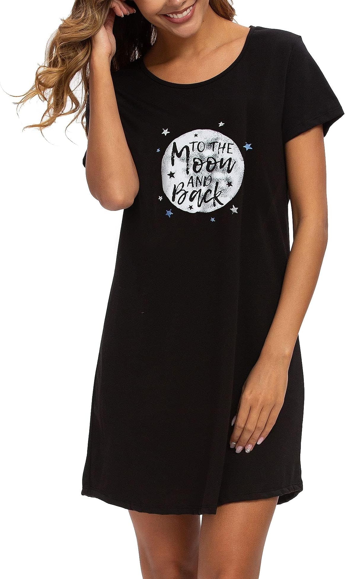 ENJOYNIGHTNightgown for Women Cotton Short Sleeve Nightshirts Casual Print SleepwearGlobal Recycled StandardGlobal Recycled StandardGlobal Recycled Standard