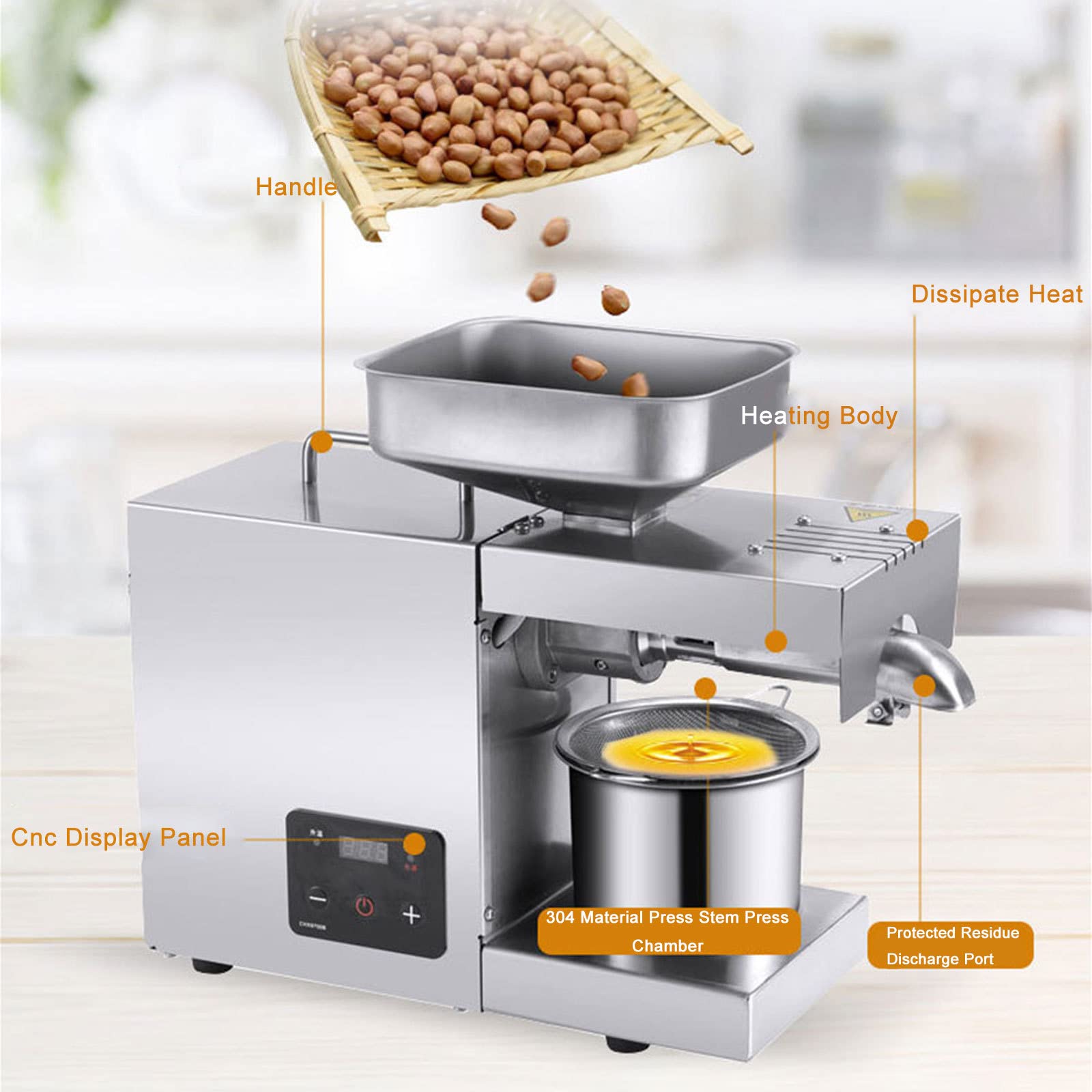 Presse à huile automatique inox Expulseur d'huile chaud froid