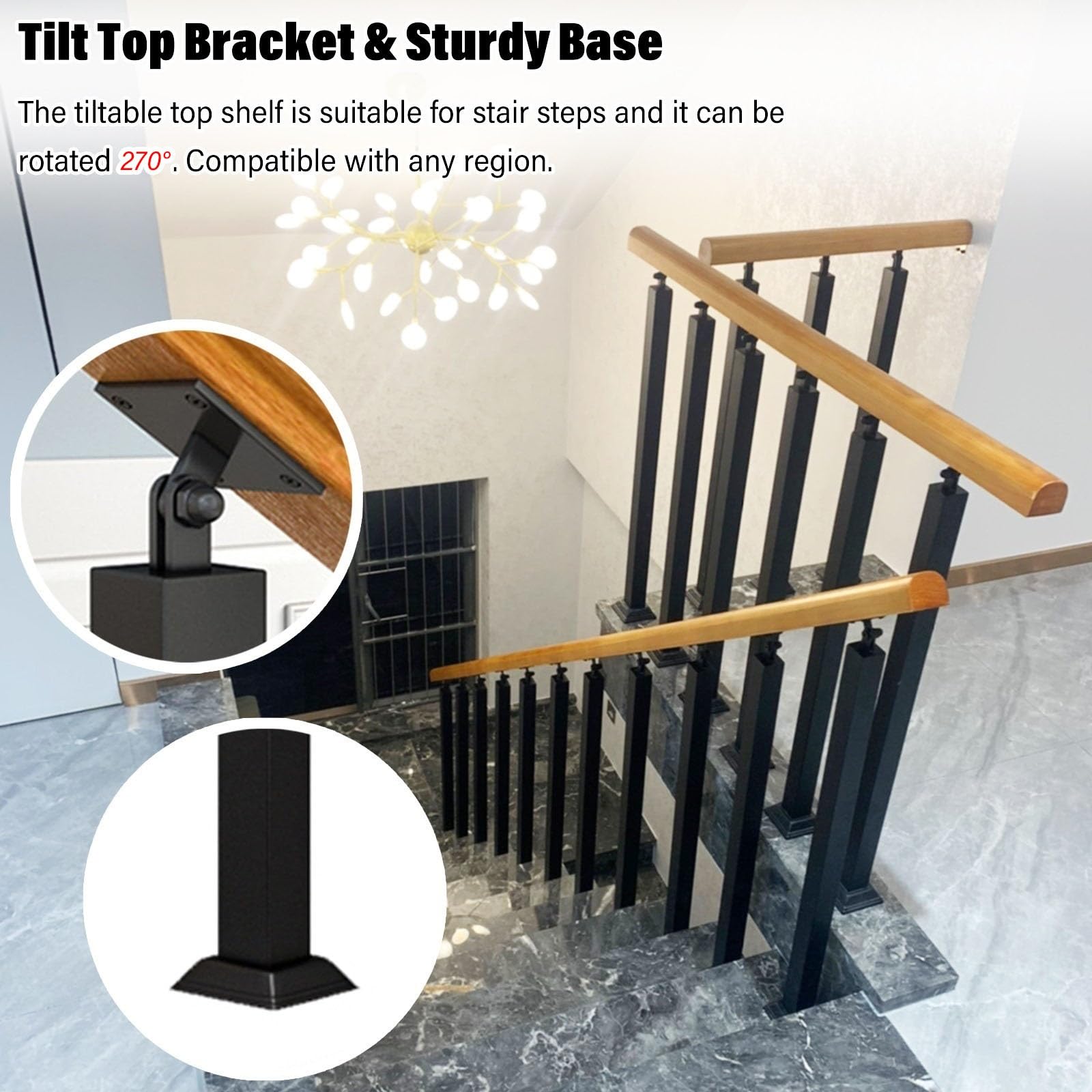 Black Stair Baluster Posts - Square Metal Railing Spindles, Banister - View #10