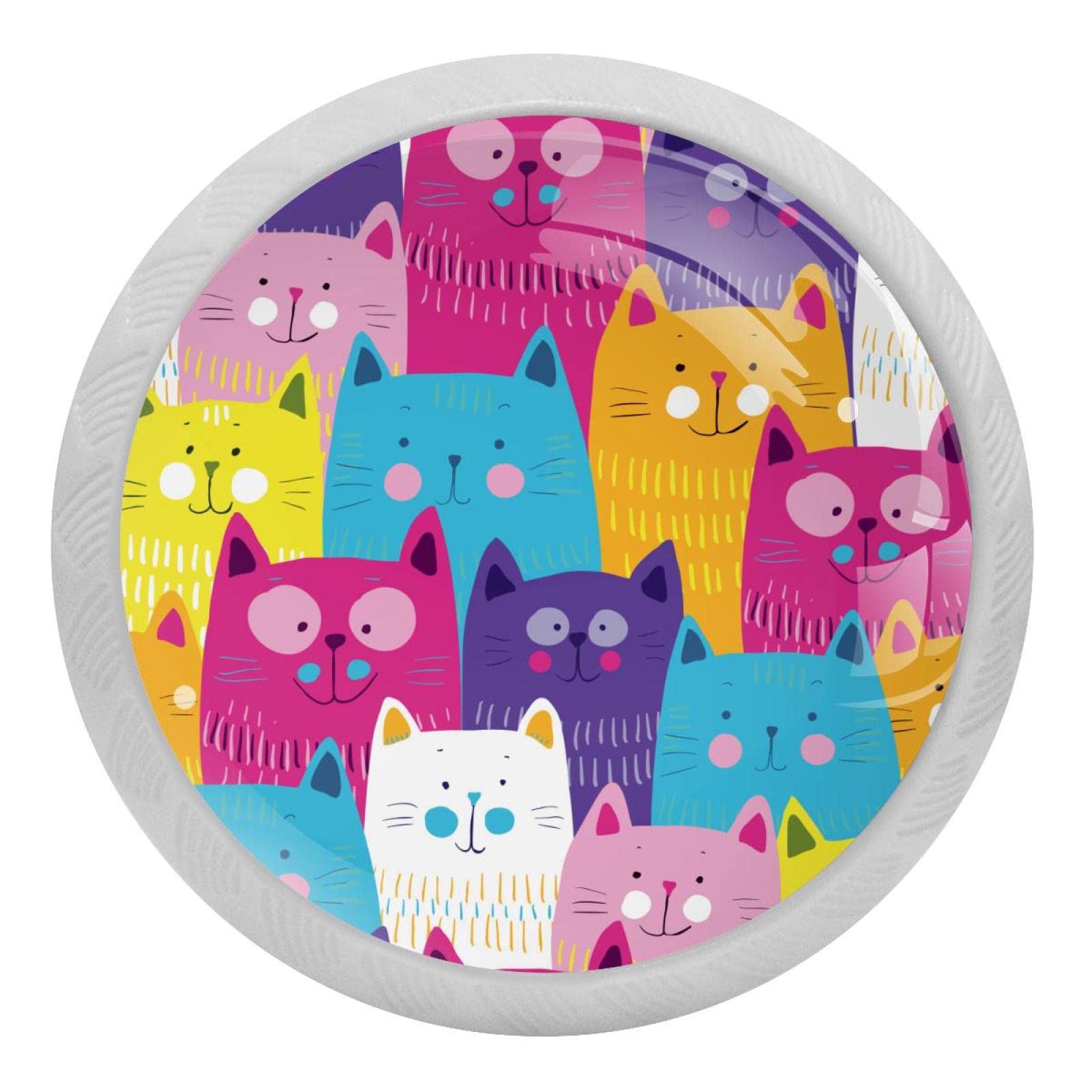 Poignées de tiroir chat phosphorescentes en verre lot de 4