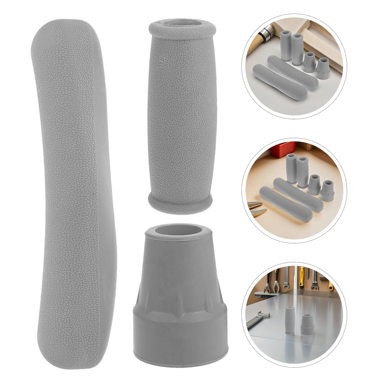 Accessori per Stampelle Ascellari 4 Set in Gomma con Tappi | Impugnature e Cuscini, per Bastoni e Deambulatore, Ricambio Antiscivolo in Confezione da 4