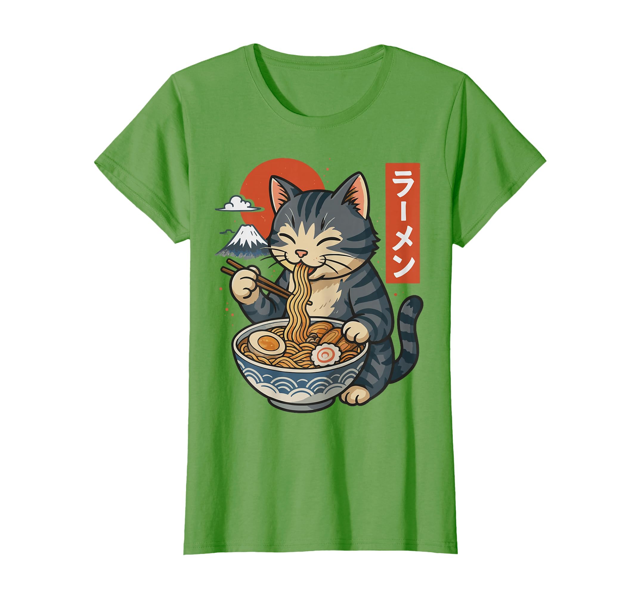 Anime Cat Eating Ramen Retro Kawaii Ramen Cat T-Shirt