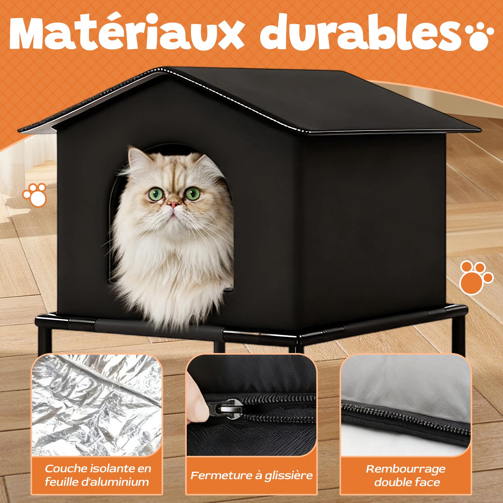 Sharplace Niche d'extérieur pour Chat, Protection pour Animaux de Compagnie, Portable, Chaude et isolée, abri pour Chat, idéal pour l'hiver, pour Une, Noir, L