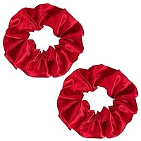 Vista 9 de Coleteros de seda para el cabello, color rojo y azul, morera, sedoso, grande, para mujeres y niñas, rizado, grueso, fino, banda elástica
