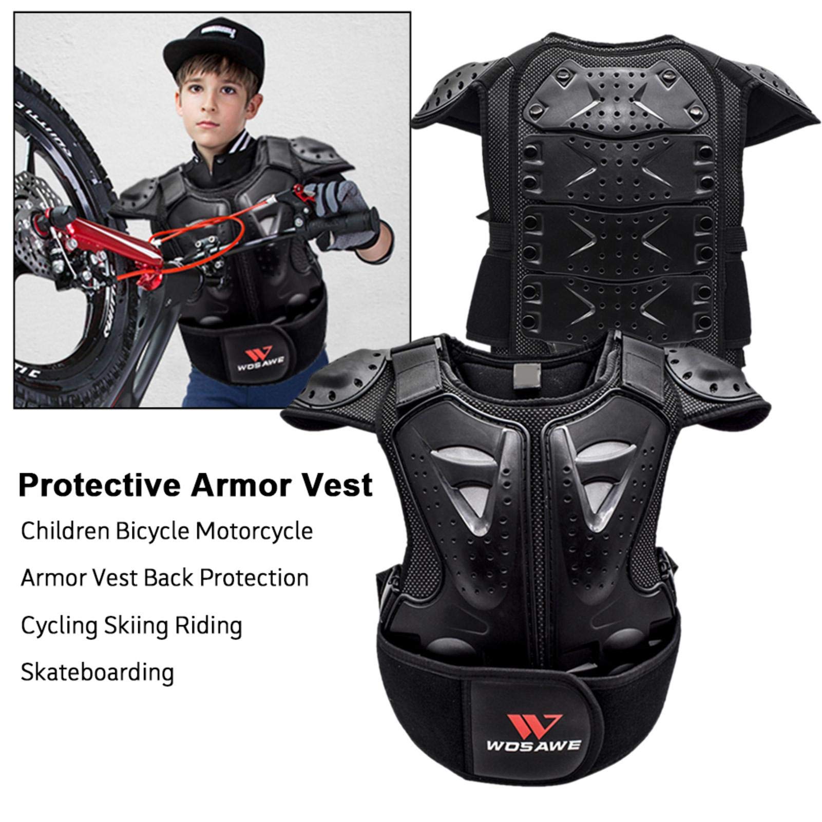 Gilet De Protection pour Enfant, Gilet D'armure Enfant, Gilet Pare-balles Enfant, Protection Moto Enfant, Protection Dorsale pour Vélo, Ski, Équitation, Planche À roulettes S/M/L