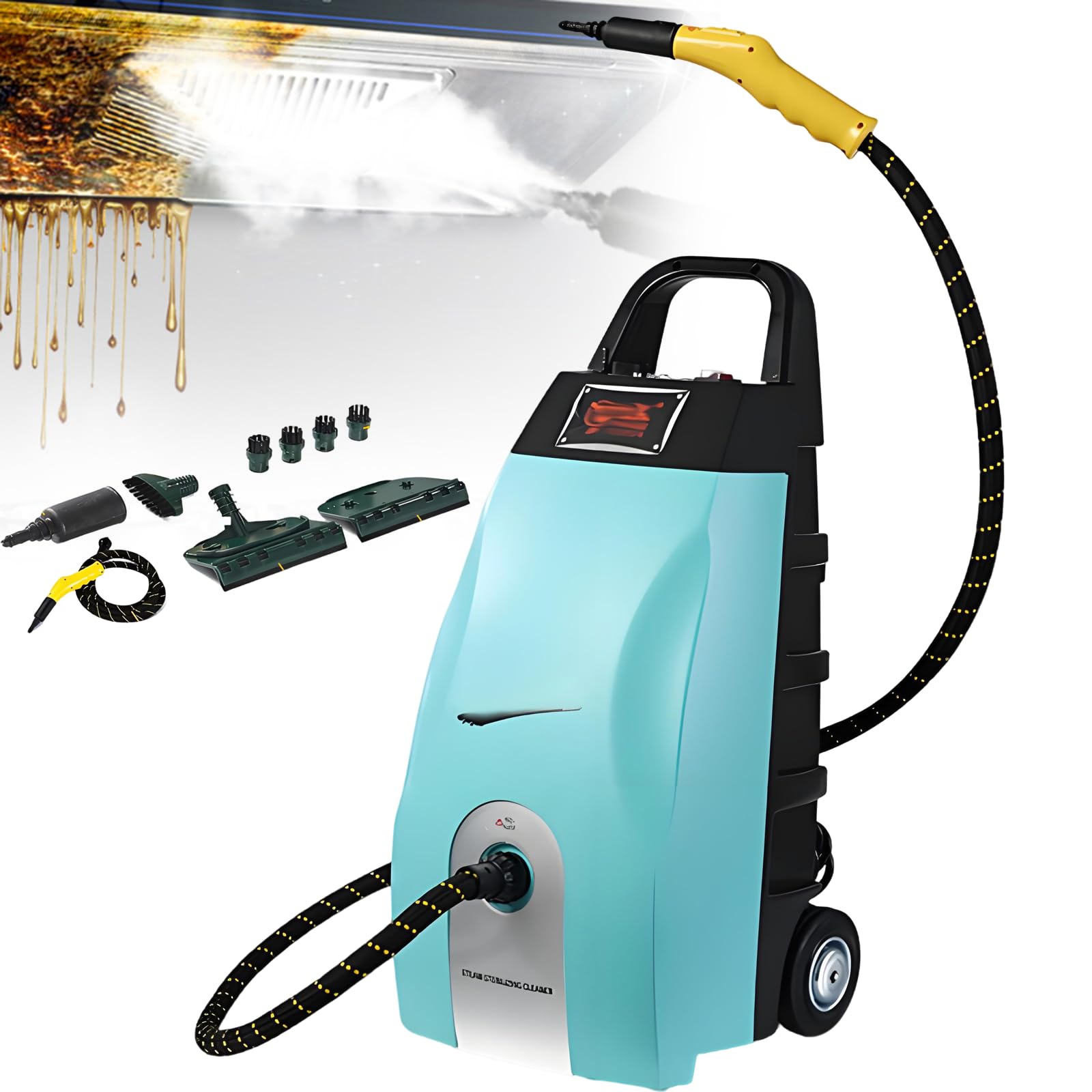 URJWAN Multipurpose High Pressure Steam Cleaner, Heavy-Duty Portable Steamer with Tank & 6 Accessories, Ideal for Home Kitchen Car Upholstery Tile Grout AC Cleaning Blue