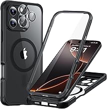 ESR für iPhone 16 Pro Max Hülle, Kompatibel mit MagSafe, 360 Grad Schutzhülle Stoßfest Militärnorm Magnetische Handyhülle mit Kameraschutz, Klares Schwarz