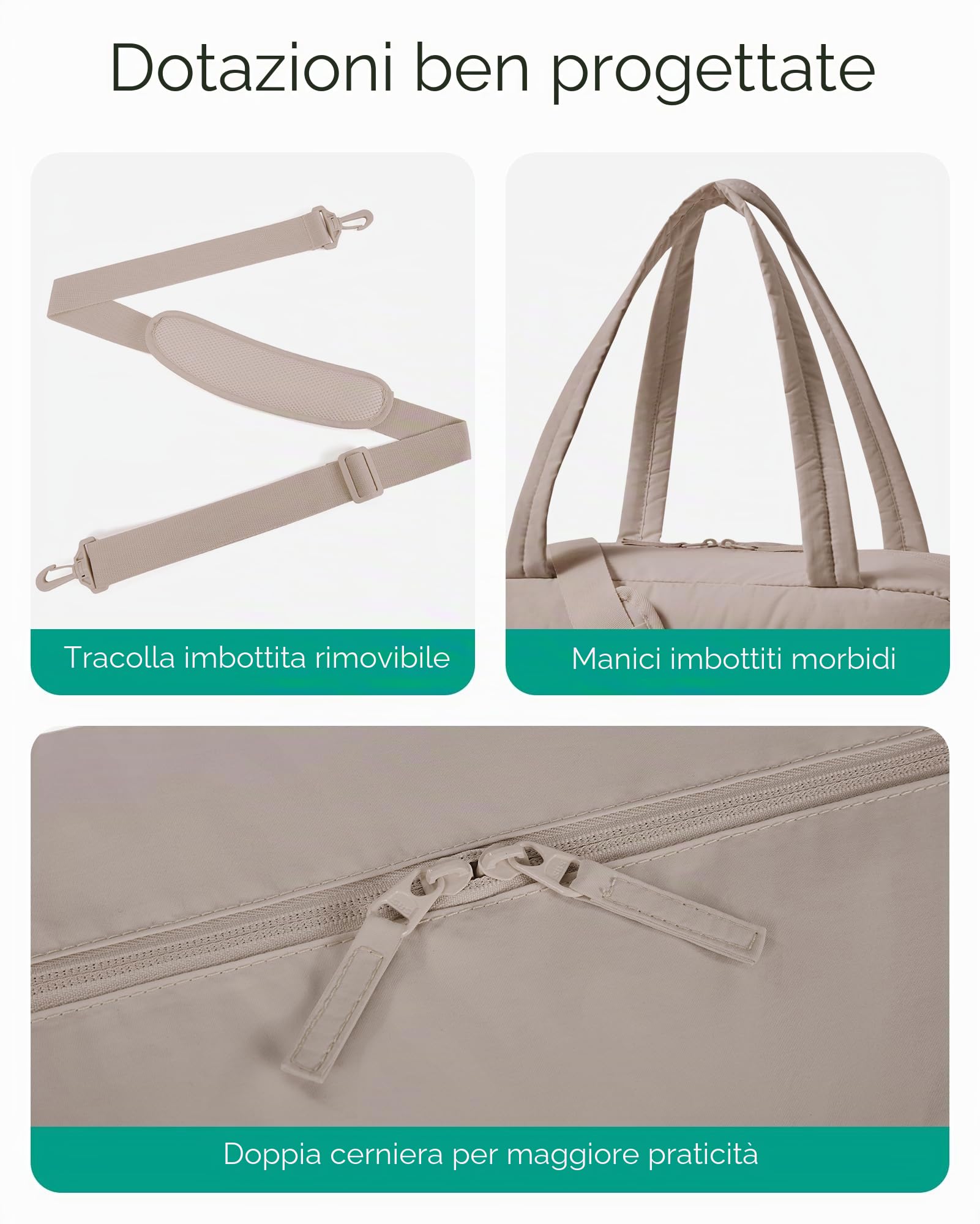BAGSMART Borsa da viaggio da donna, sportiva, 31 l, impermeabile, con cuscinetto a mano, bagaglio a mano, per il fine settimana, imbottito, con borsa per cosmetici, borsa per malattie, per la palestra
