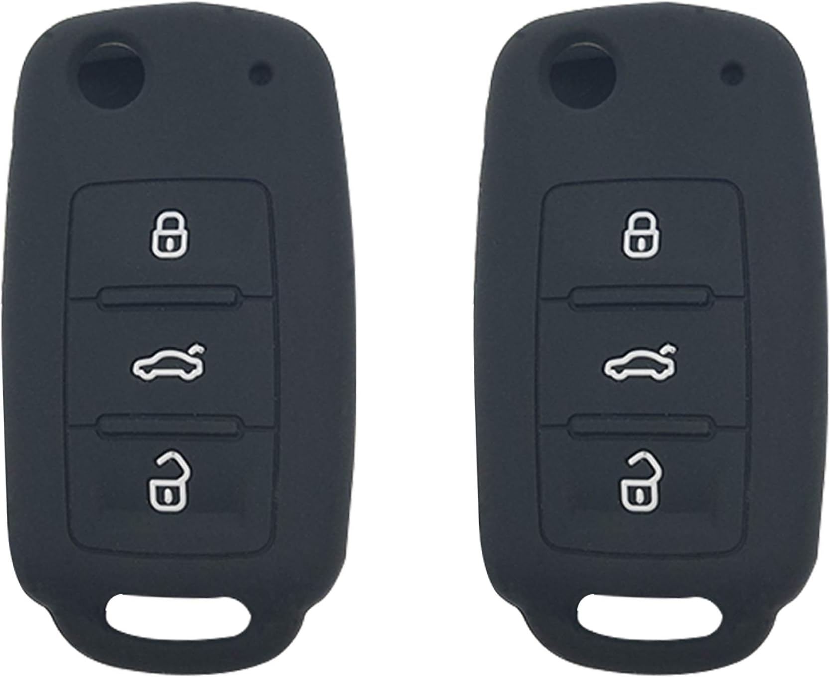 BAR Autotech Remote Key Silicone Rubber Keyless Entry Shell Case Fob and Key Skin Cover fit for VW Volkswagen B5 Golf Polo Passat Jetta (1 Pair) (Black)