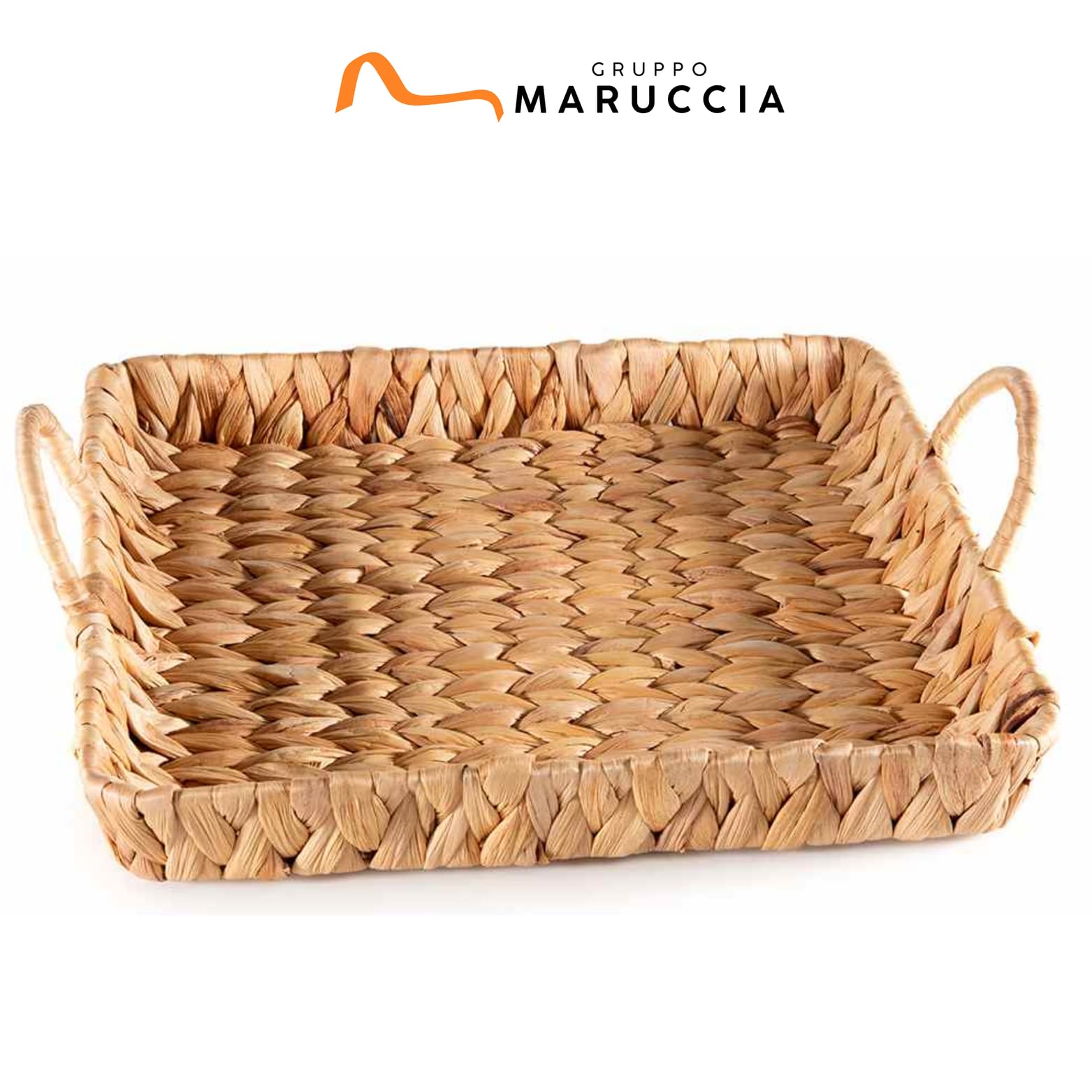 Gruppo Maruccia - Cestas n Fibra Natural Trenzadas - Rectangulares, con Asas - Centro, Frutero, Complemento Decorativo - Juego de 3