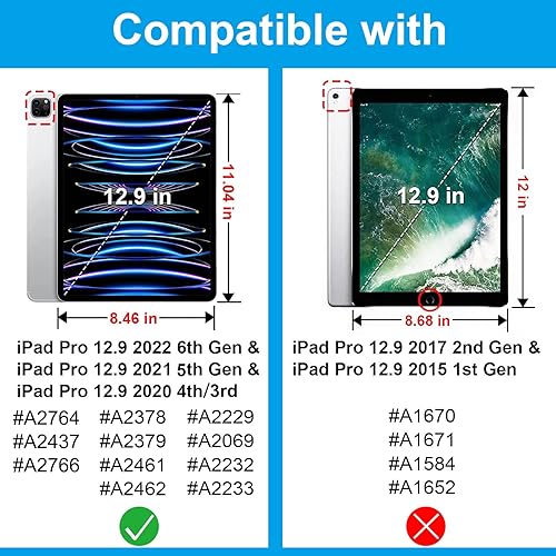 Miniatura 6 de AGROMI Funda para iPad Pro de 12.9 pulgadas 654 generación 202220212020 con soporte para bolígrafo, funda ligera para iPad 12.9 de 6 generación con