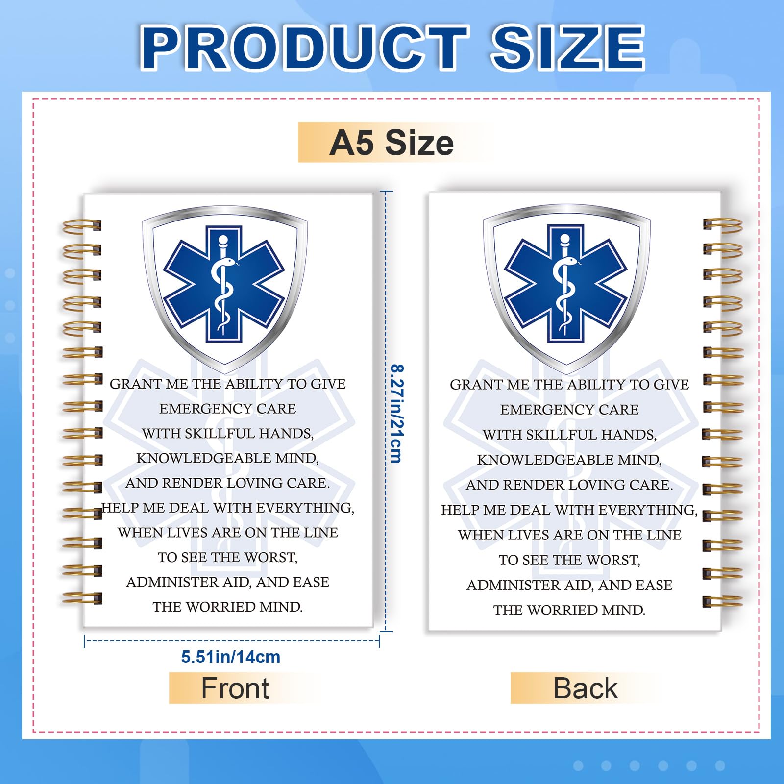 Wxiben Emergency Medical Technician Gifts - EMT Spiral Notebook Journal Emergency Medical Inspirational Gift Nurse Medicals School Graduation Gift for EMT Student Coworker Paramedic 5.5 x 8.3 Inch