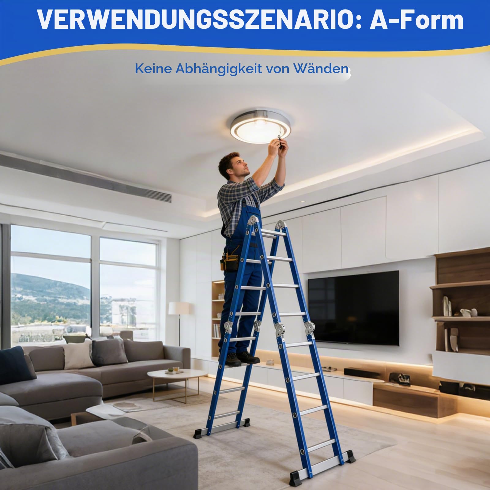 Aluminium Mehrzweckleiter, Multifunktionsleiter 6-in-1 464CM