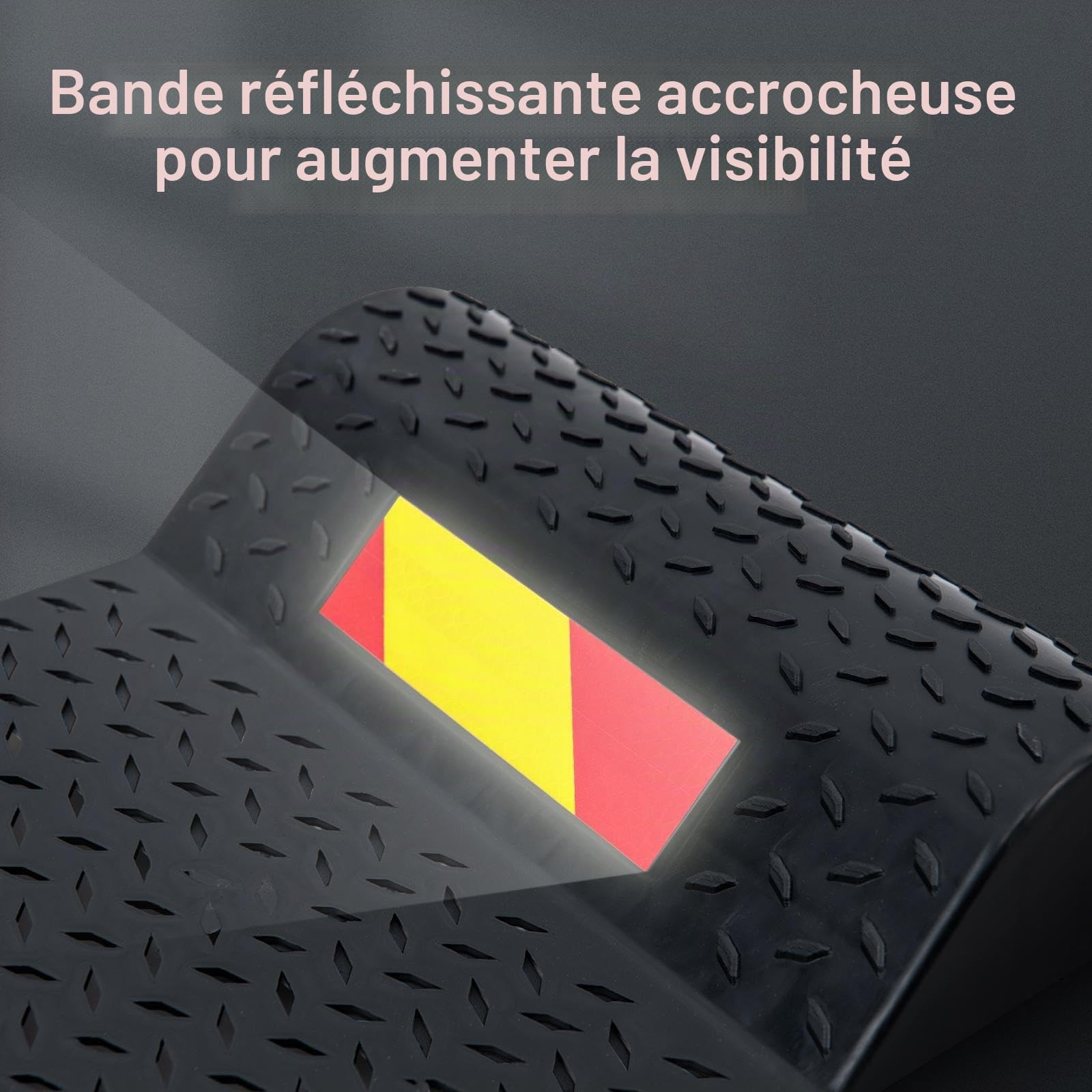 SOARS Tapis de Stationnement Antidérapants 2 Pièces, Charge 3500 KG | Stop Parking Antidérapant avec Bande d'Avertissement, 4 Vis d'Ancrage, Protection Anti-Collision, pour Voiture, Caravane