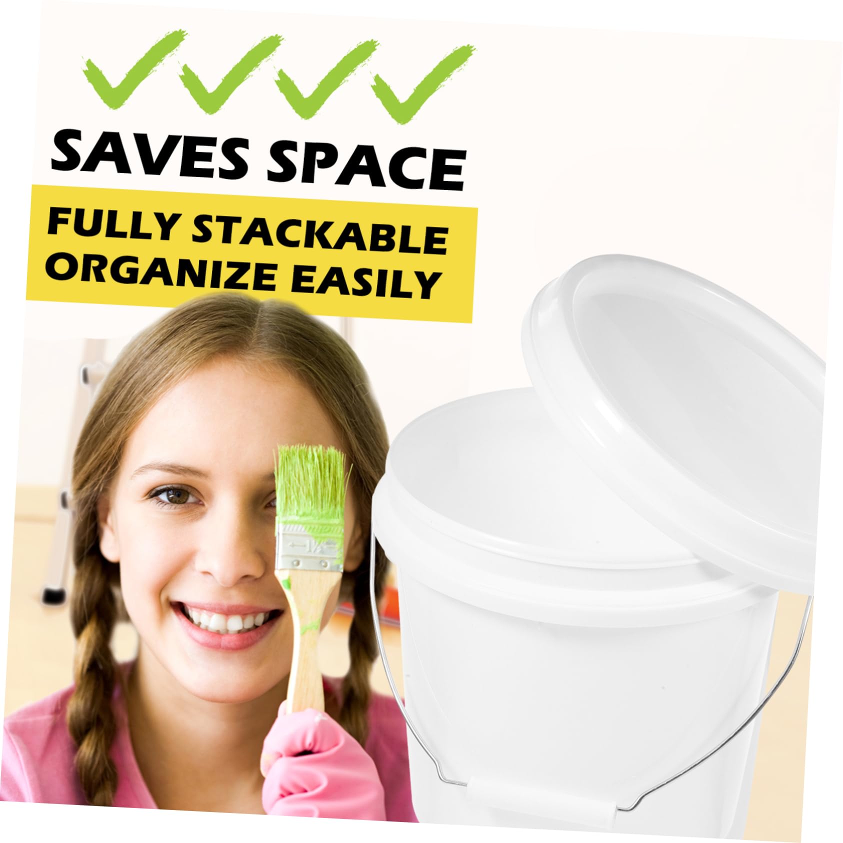 Cubeta De Plástico con Tapa Sellada para Cubo Práctico y Resistente para y Almacenamiento De Varnices y Agua
