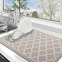 Vista 48 de WISELIFE Tapete de secado de platos súper absorbente, tapete de secado de platos grande para encimera de cocina, tapete de secado de platos fácil