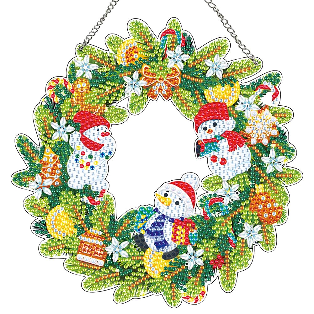Kit Peinture Diamant Couronne De Noël – DIY Décoratif 5D à Suspendre