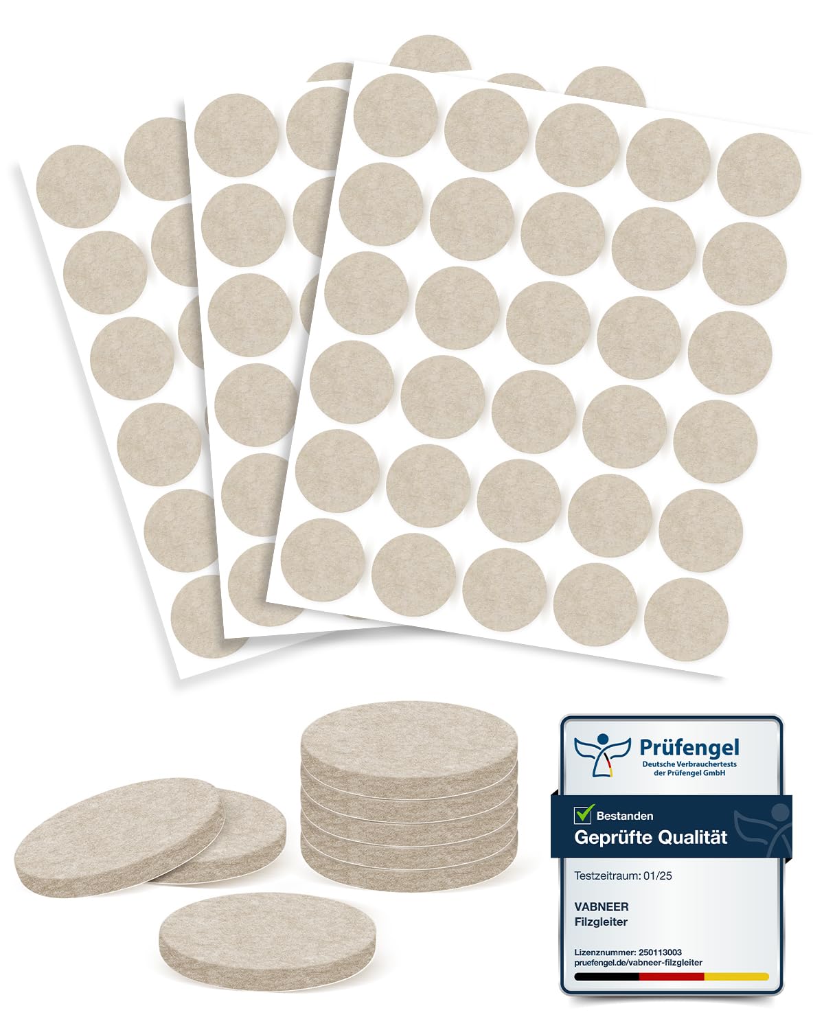 VABNEER 90 Stücke Filzgleiter Selbstklebend Rund, 30mm Filz Pads Stühle mit 5mm Dick, Möbelgleiter Bodengleiter Schutz Ihrer Möbel Böden
