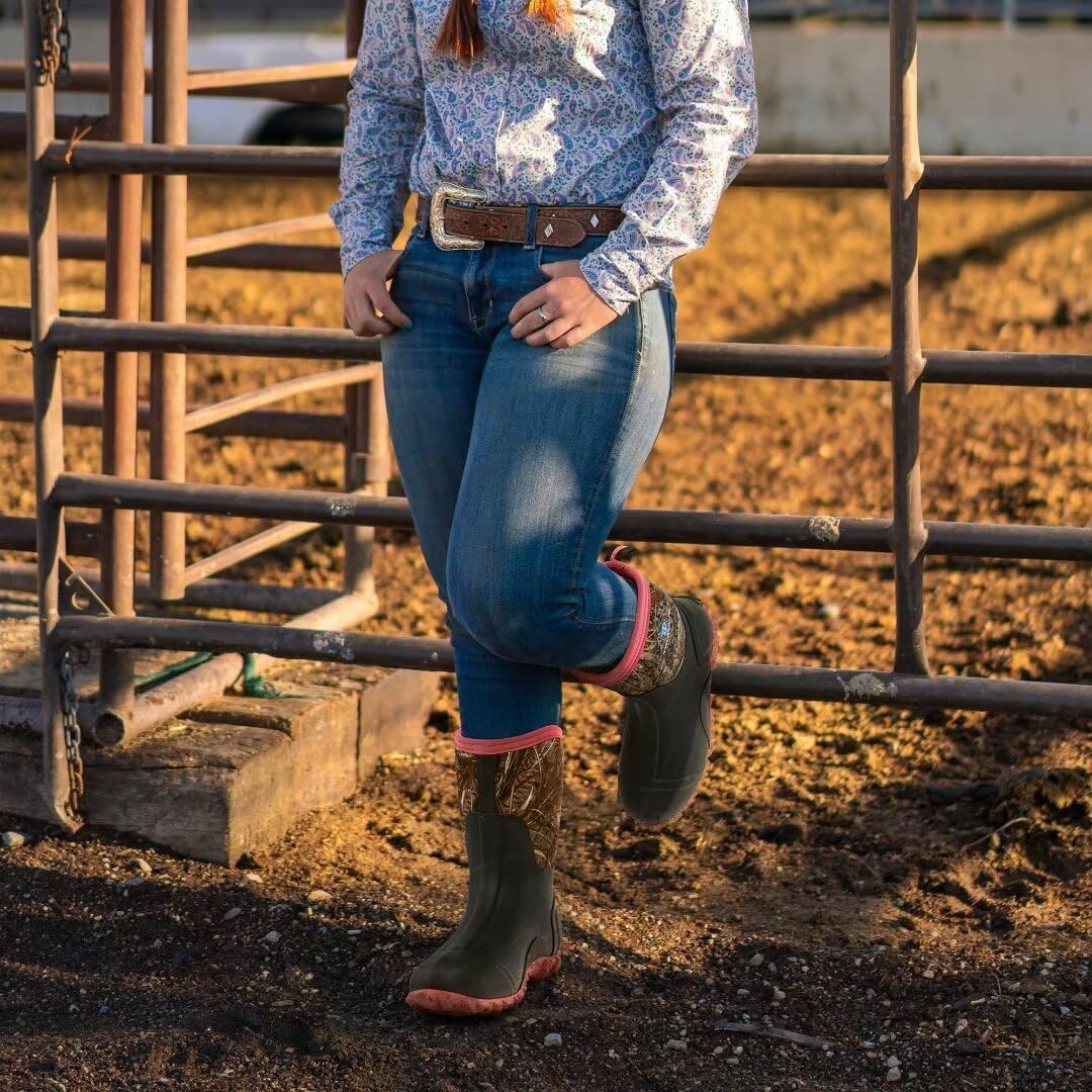 Trudave Rubber Boots for Women with Steel Shank, 6mm Neoprene Mid Calf Rain Boots, Waterproof Insulated Mud Work Boots All Season, Size 5-11 - Image 2