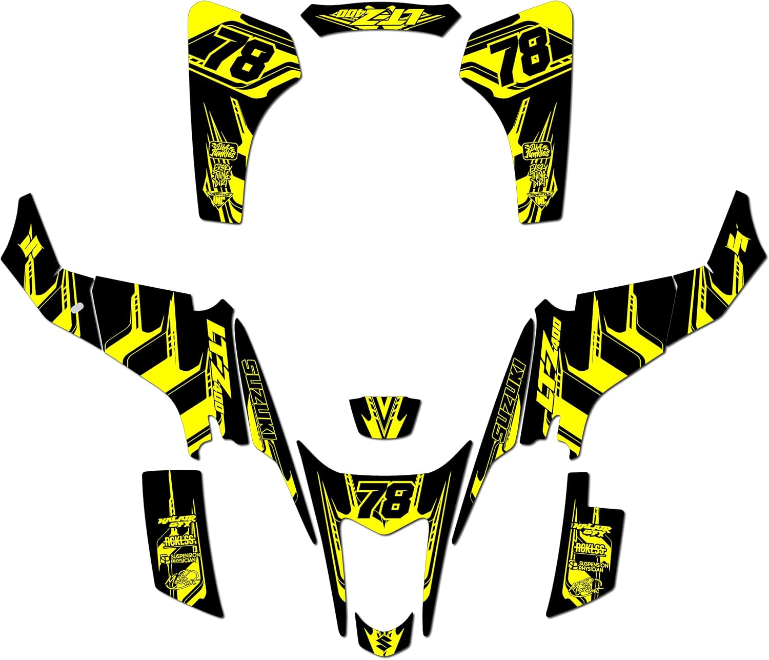 Graphics Kit for Suzuki LTZ400 (2003-2008) Klutch Series Magenta 16 Mil - ATV UTV Custom Racing Graphics Stickers Decals Kit, no-plastics