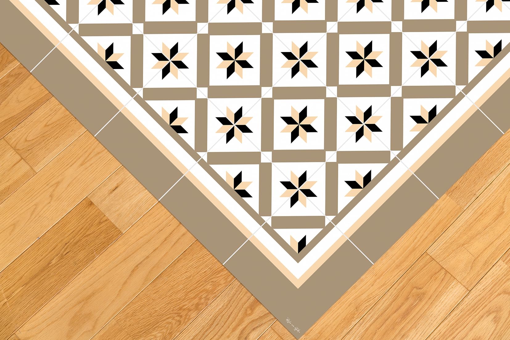 DobleUve Estudio Alfombra Vinílica Hidráulica 24 | Marrón | 65x140 cm | Alfombra Cocina Lavable Antideslizante | Alfombra Vinilica | Suelo Vinílico | Alfombra Vinilo Salón