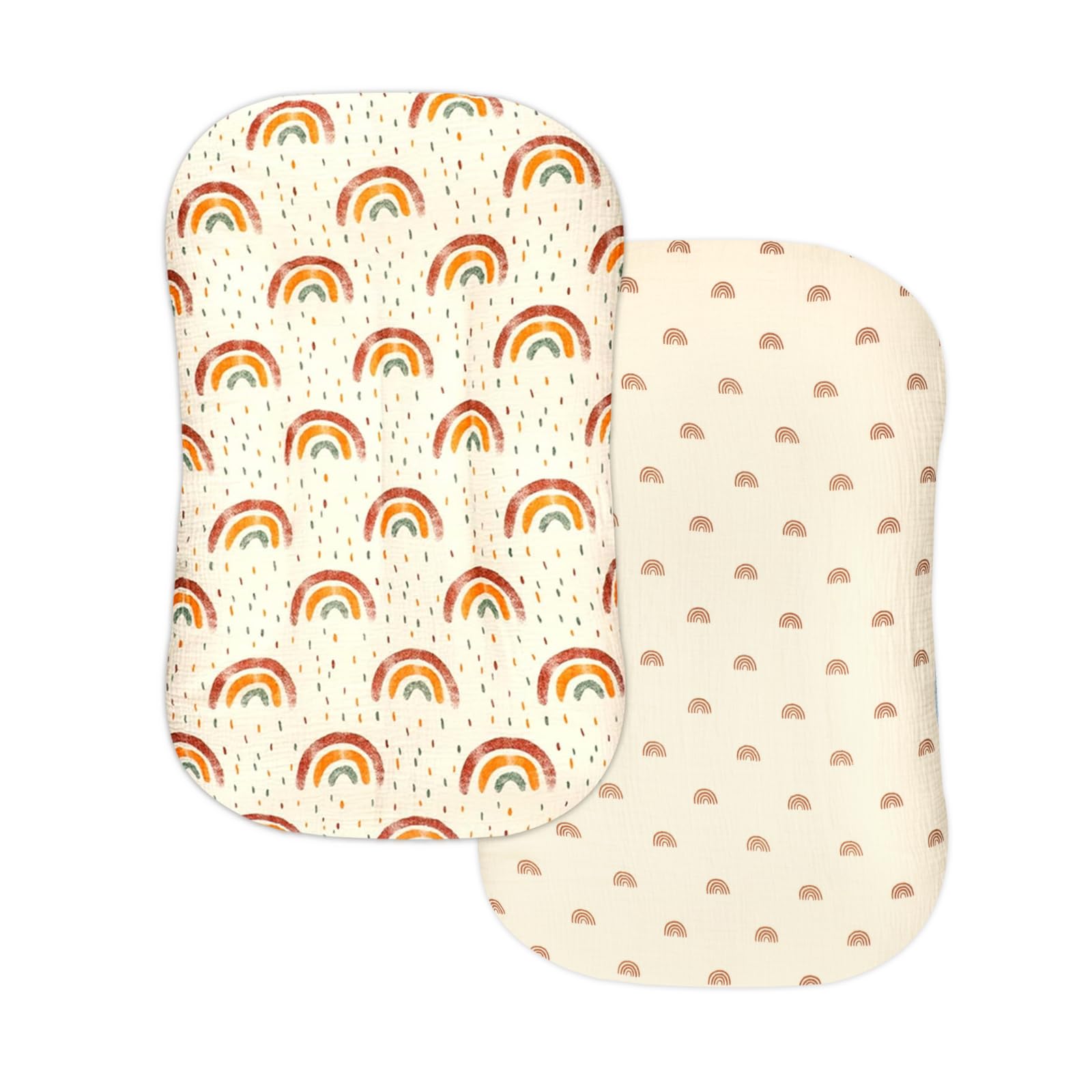 Hooyax Baby Lounger Cover 2 Pack - 100% Muslin Cotton Newborn Lounger Pillow Covers Only, Soft Breathable Infant Lounger Cover with Reinforced Stitching, Fits Most Standard Baby Loungers