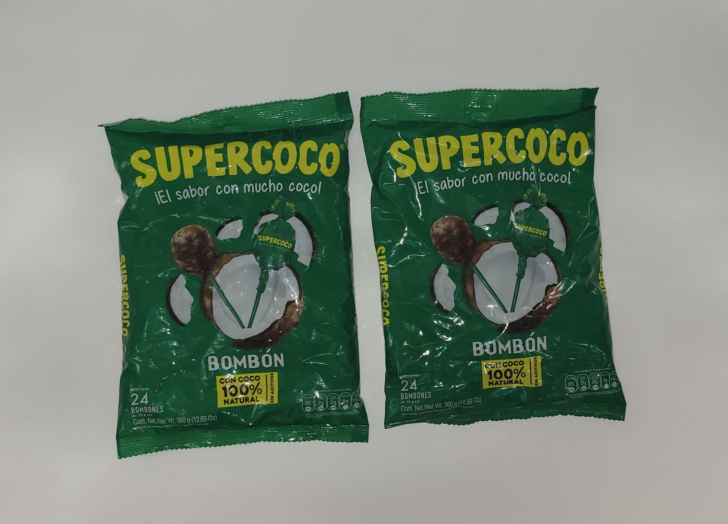 Supercoco Bombon Chupetas Caramelo Con Coco 384grs 2pack