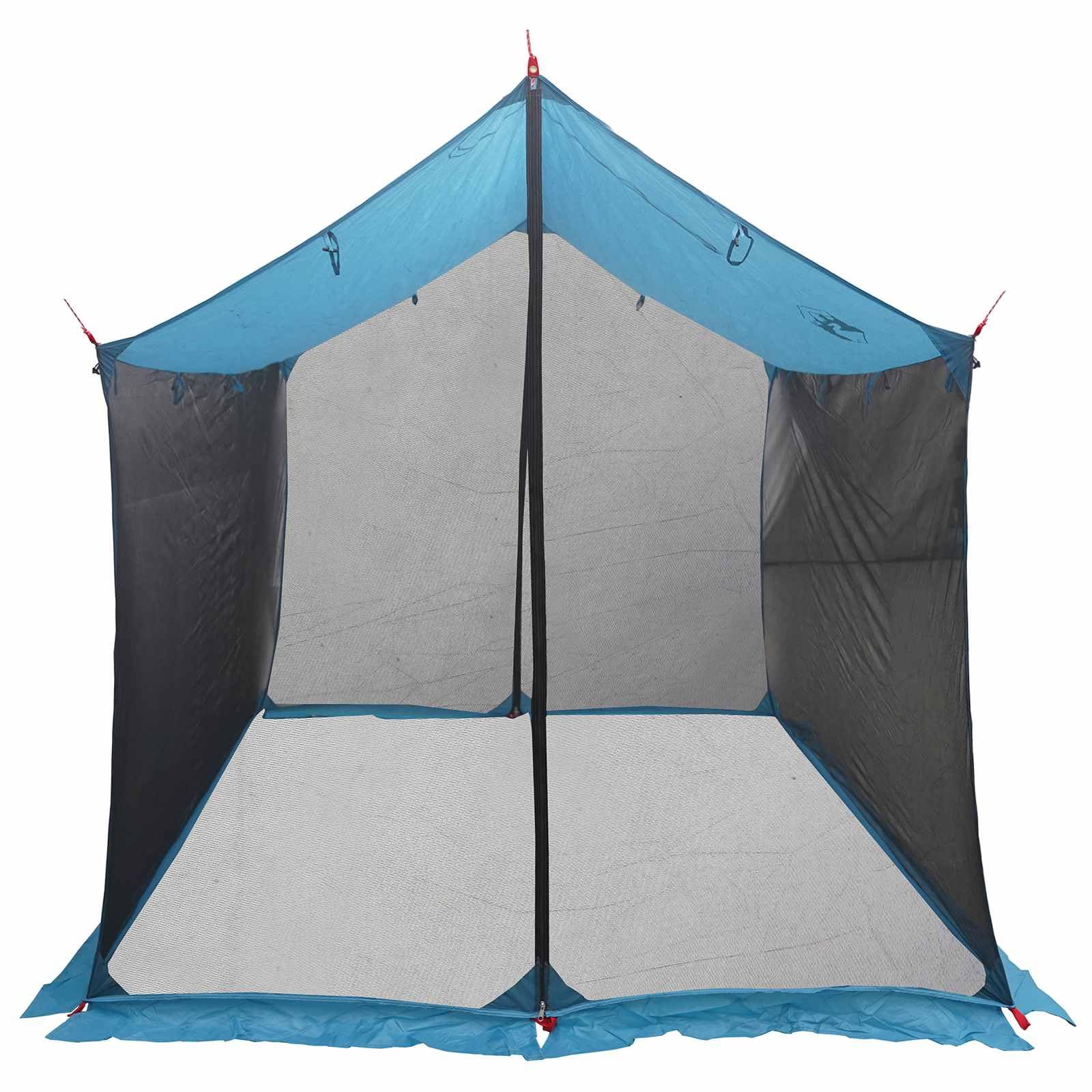 Tarp kempingowy ze ścianami z siatki niebieski 270 x 210 x 210 cm | Wodoodporny dach, drzwi z zamkiem błyskawicznym, regulowana wysokość, stabilna instalacja, do hamaka i dmuchanego materaca