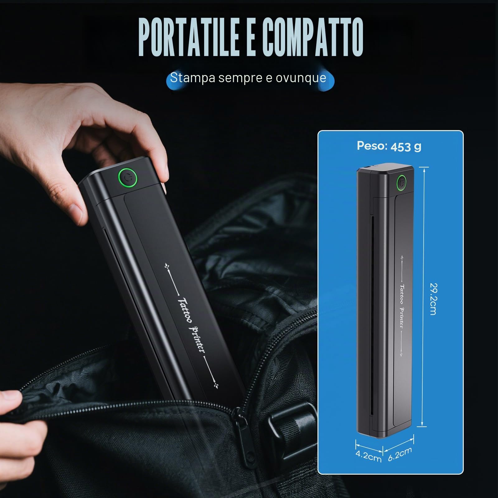 Stampante per Tatuaggi Bluetooth Stampante Stencil Tattoo | Stampante Termica Tattoo con 10 Carte di Trasferimento, Compatibile Con smartphone,Tablet e PC per Artisti e Principianti