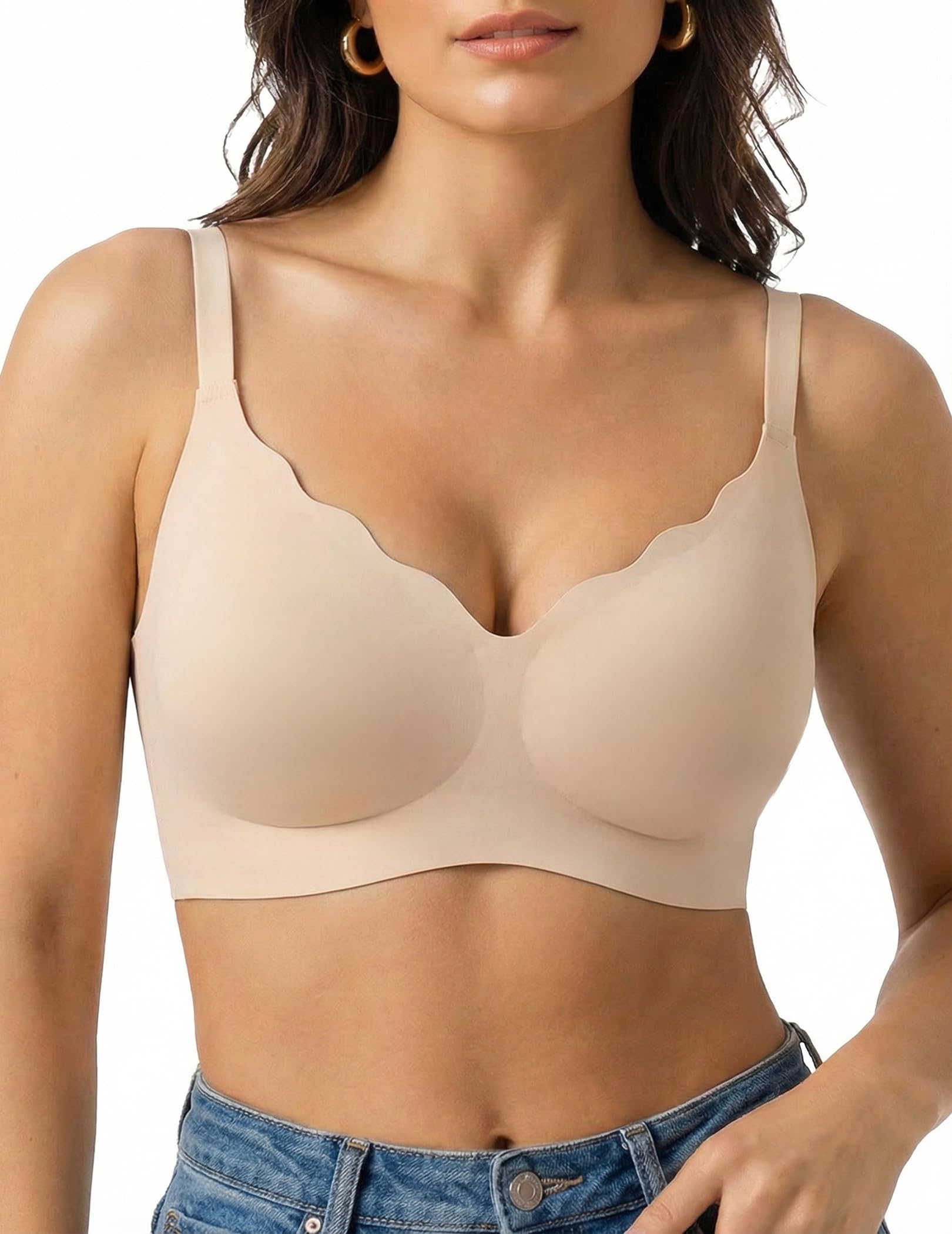 PoseFree BH Damen Ohne Bügel Seamless Push Up Creamy Fabrics Soft Komfort Jelly Bra Unsichtbarer T-Shirt Bügelloser BH