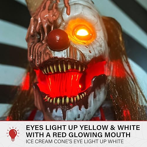 Miniatura 83 de Haunted Hill Farm Hartley The Sitting Scare Clown de Tekky, animatrónico de Halloween activado por movimiento para decoración de bromas de fiesta