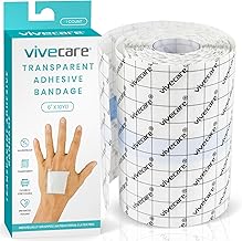 ViveCare Transparent Film Dressing - Waterproof Adhesive Bandage 6" x 10 Yards - Tattoo Aftercare Wrap for Recovery, Swim, Shower - Clear Wound Care Dressing Tape - Protective Medical Grade Film Cover