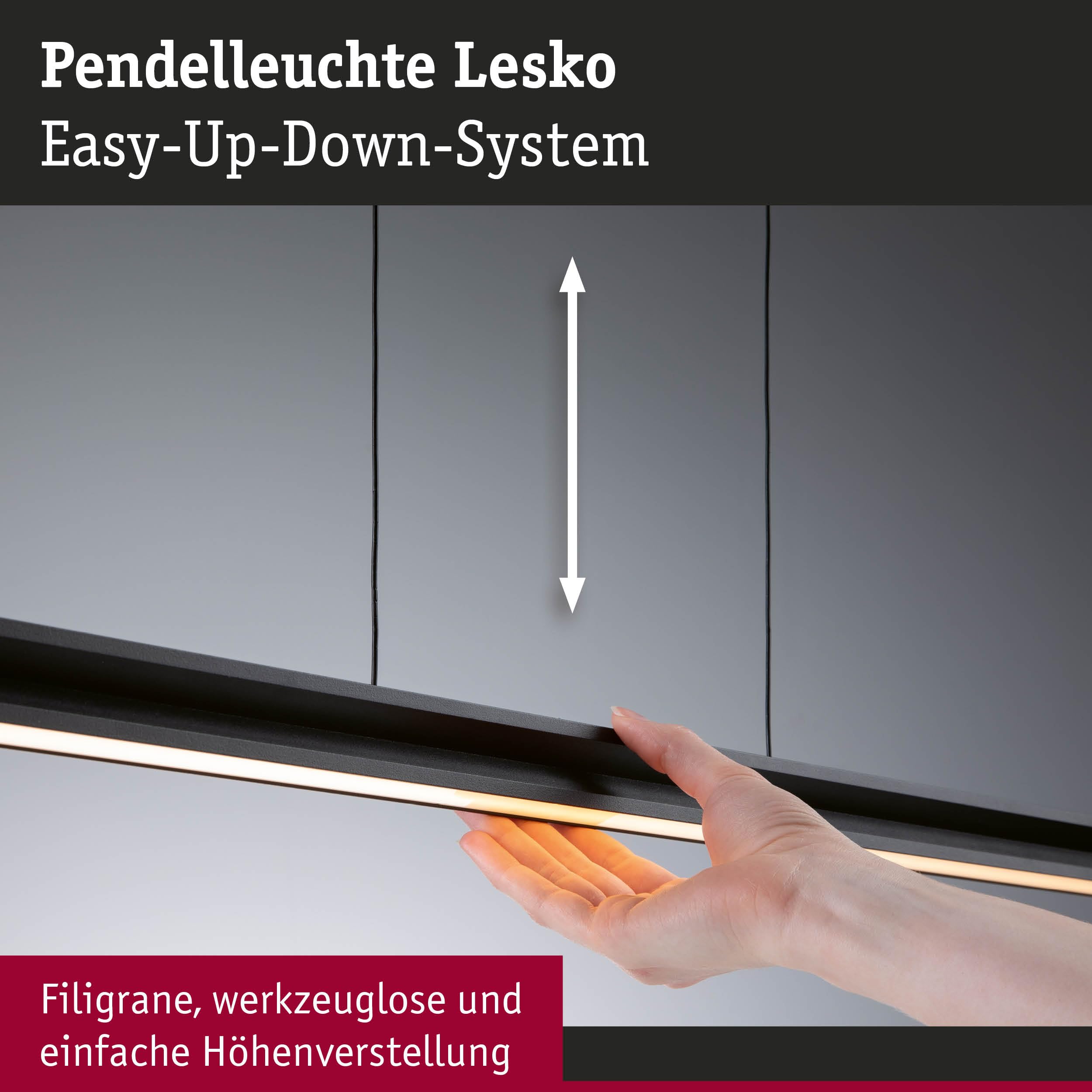 Paulmann 78477 LED Pendelleuchte Lesko RGBW+ dimmbar 2300lm / 370lm 19W / 3W Schwarz matt