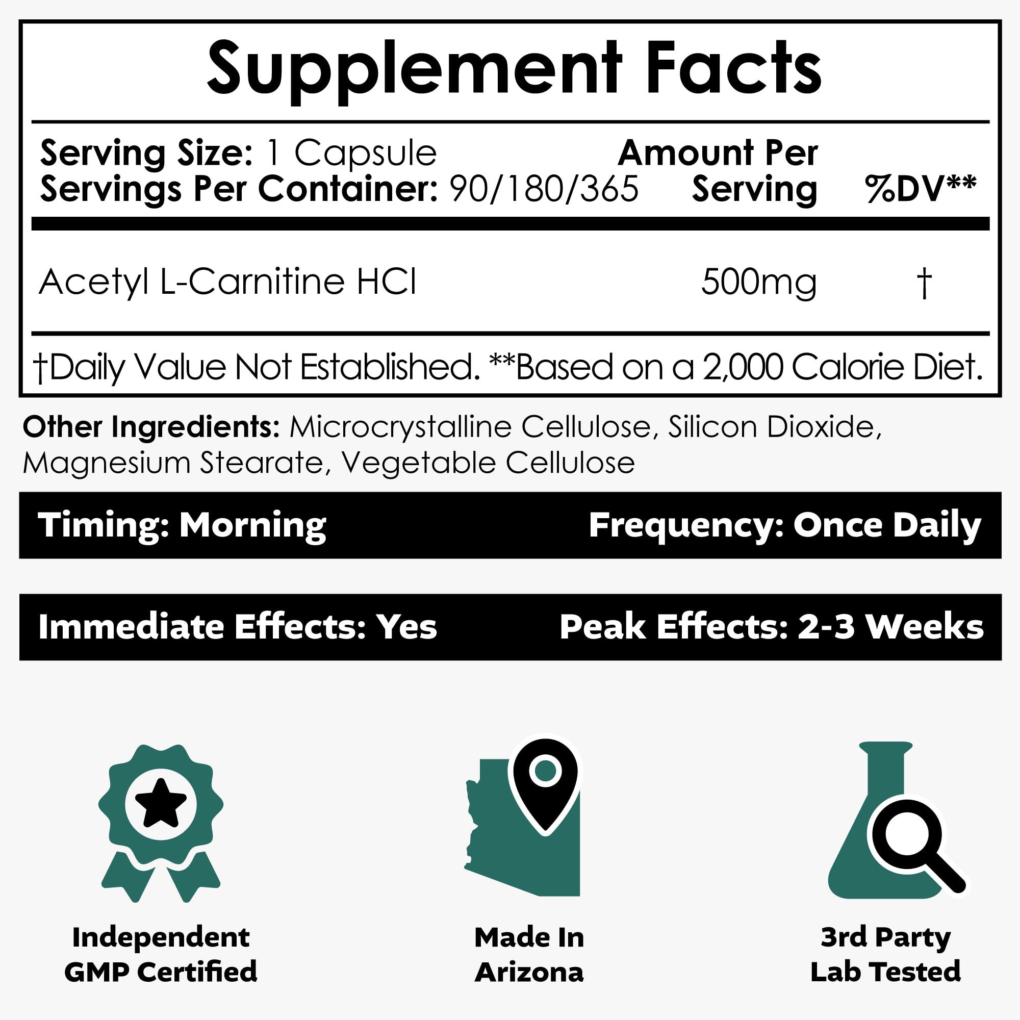 Amazon.com: Nootropics Depot Acetyl L-Carnitine Capsules | 500mg | 90 Count  | HCL Form | Energy Supplement | Supports Mitochondrial Function
