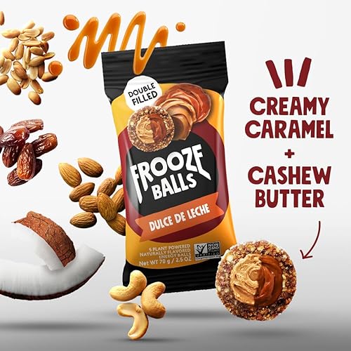 Miniatura 2 de Frooze Balls Dulce De Leche - Bolas energéticas de doble relleno, (8 bolsas, cada una con 5 bolas) Snacks saludables, veganos, sin gluten