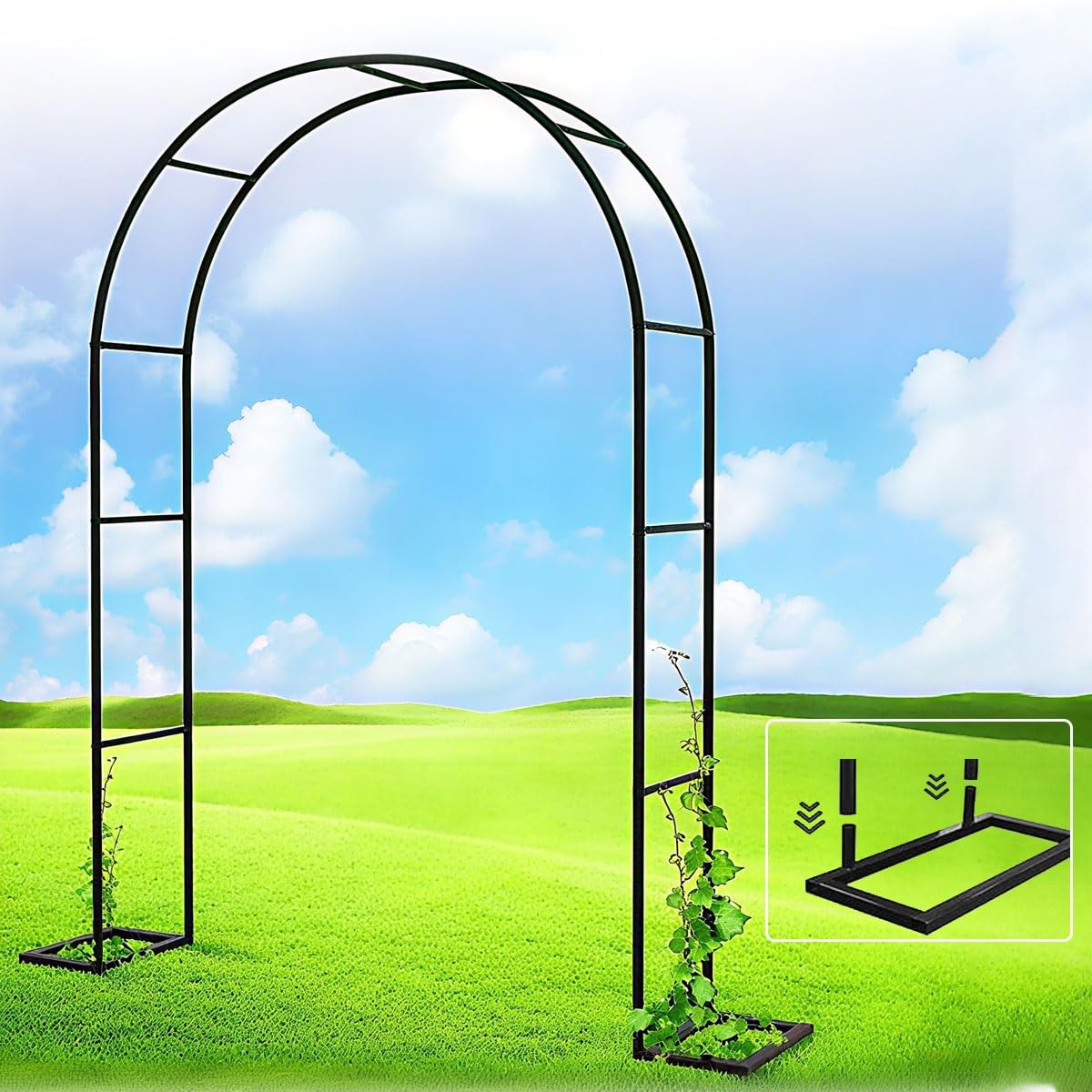Metall Gartenbogen Rosenspalier Rankhilfe Pera Rankhilfe für Kletterpflanzen Hochzeit Det Erhältlich in Breiten 80-400cm L100xH220cm Stabiler Outdoor Pflanzenhalter