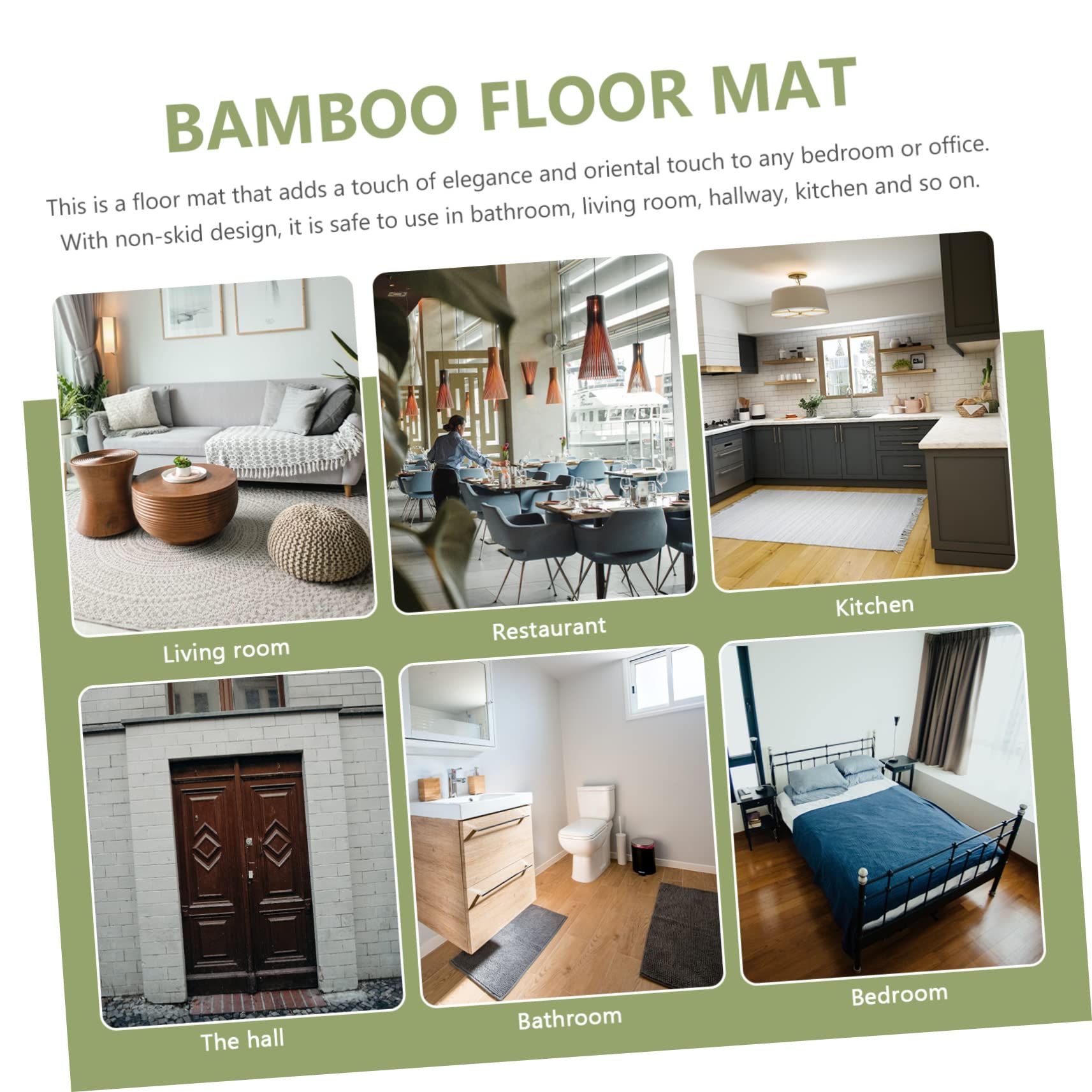 Alipis Tapis De Bain Bambou Antidérapant Tapis De Sol pour Salle De Bain Facile à Nettoyer