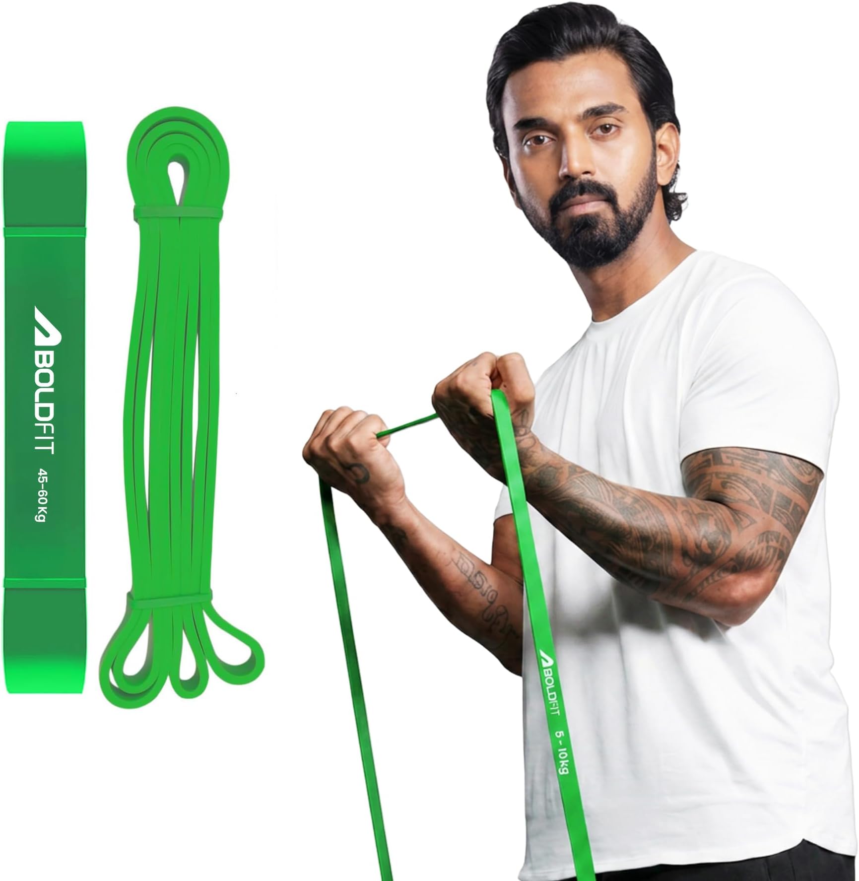 Boldfit Heavy Resistance Band for Workout Set Exercise & Stretching Pull Up Bands for Home Exercise for Gym Men & Women Resistance Bands Loop Bands Toning Bands Resistance Band Green (40-60 Kg)