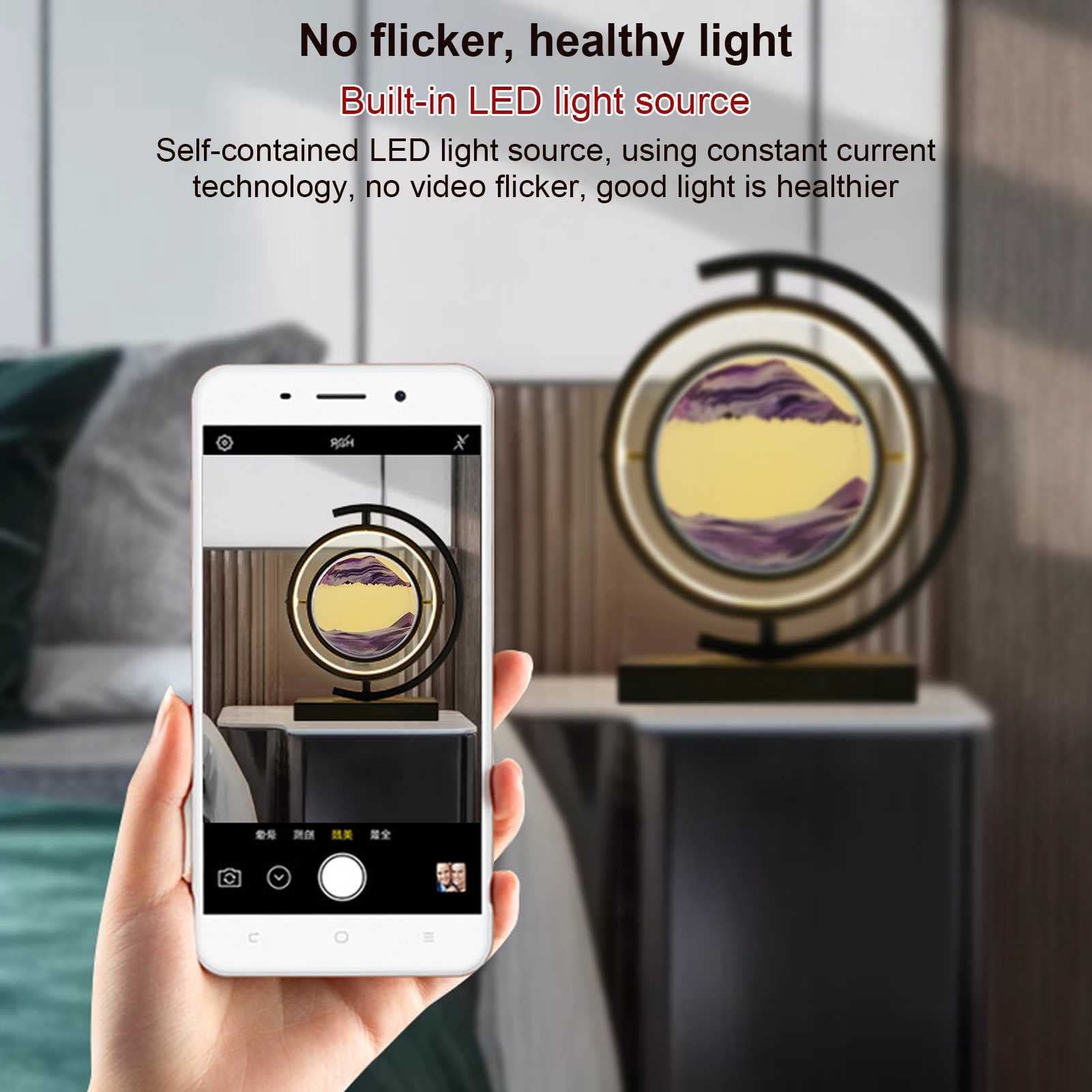 Klepsydra, 3D Malowanie Lampa stołowa 360° Obrotowa Lampa biurkowa z Ruchomym Piaskiem LED Klepsydra do Relaksu Domowego Biura Praca Dekoracje Podwójny Komfort