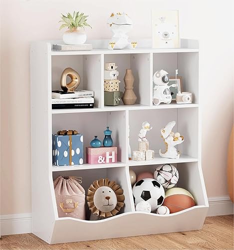 GAOMON Estantería y estantería de tres niveles para niños, armario de almacenamiento de juguetes para almacenamiento de libros y juguetes, estante