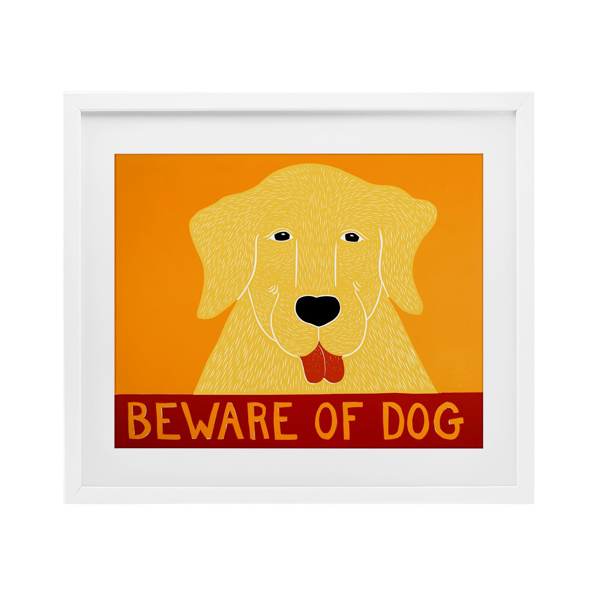 Tableau Beware of Dog Stupell Industries cadre photo sous verre Stephen Huneck